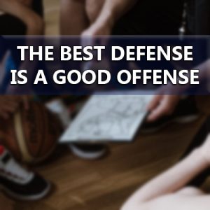 "The Best Defense is a good offense" on a banner over a blurry picture to depict the need for annual maintenance to avoid Belmar furnace repair